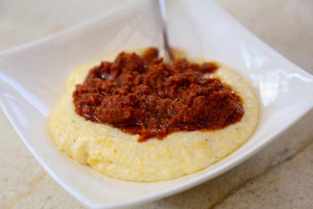 creamy polenta with chorizo - the sam livecast