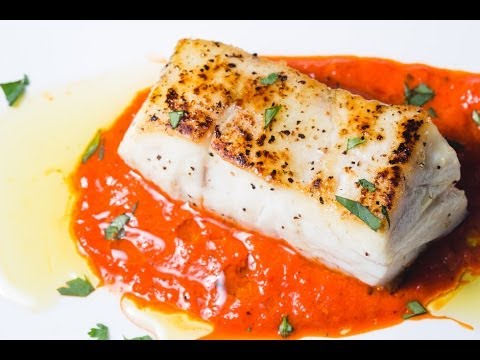 Seared Sea Bass with Red Pepper Sauce (and a side of surprise)